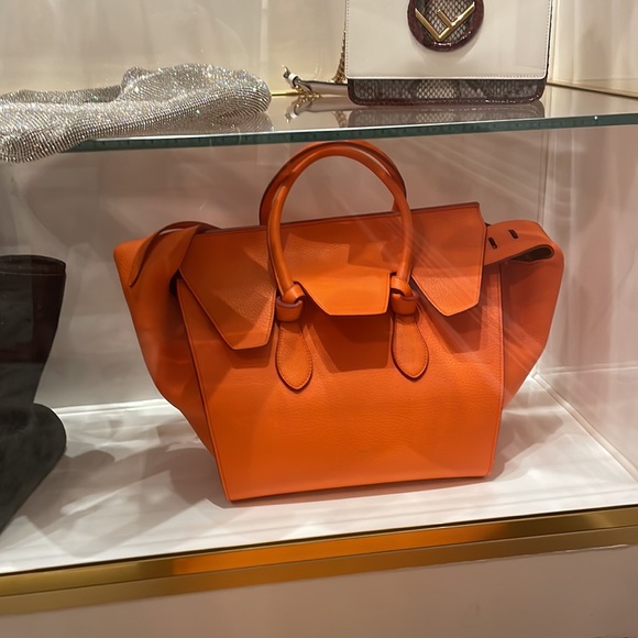 Celine Burned Orange Pebbled calfskin leather tie tote bag ( Rare 🧡) - Picture 11 of 13